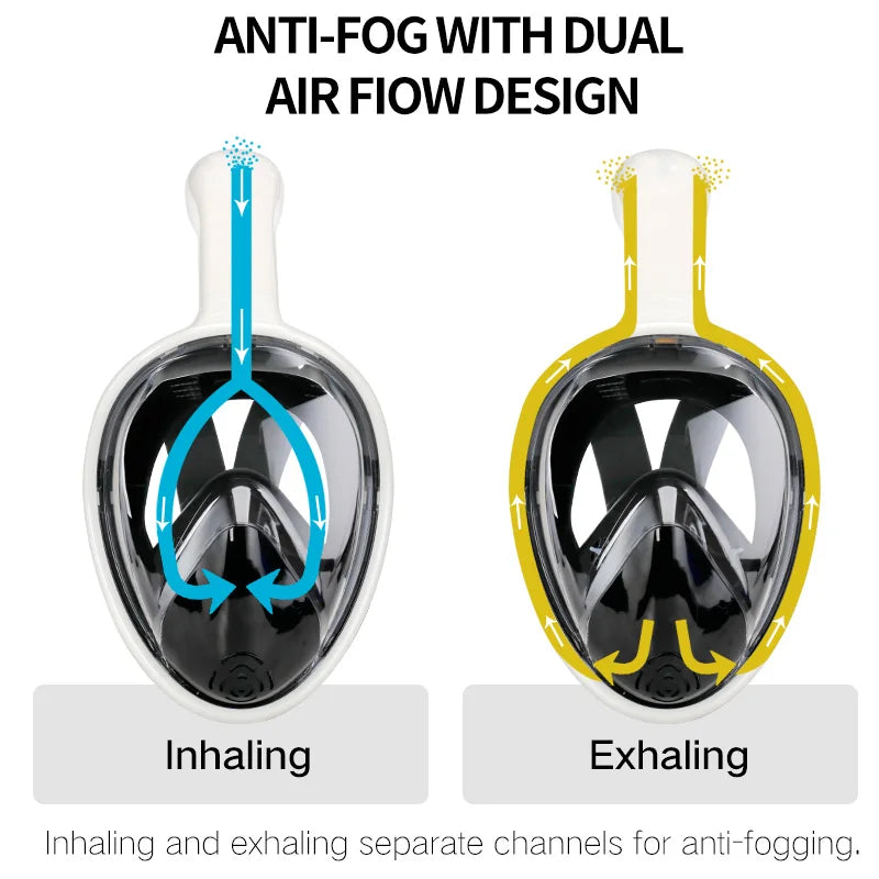 COPOZZ Professional Full Face Snorkel Mask - Anti-Fog Diving Goggles for Adults