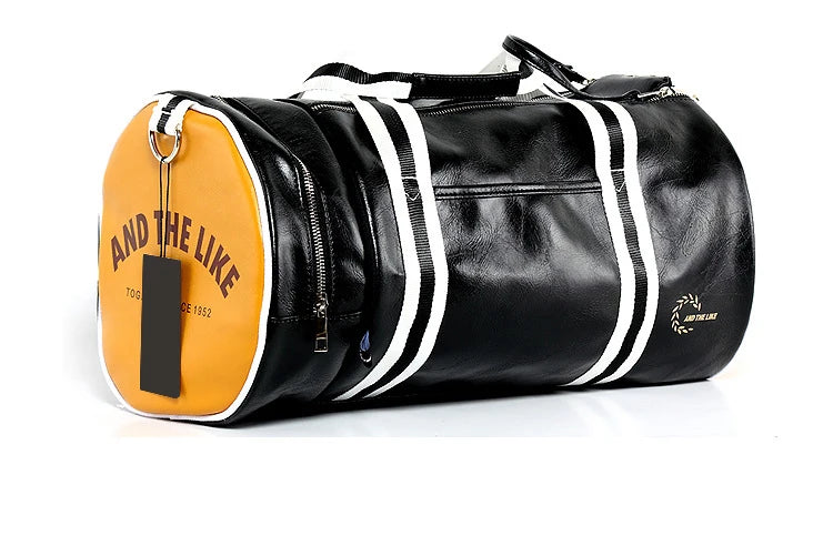 Premium PU Leather Sports Gym Bag with Shoe Compartment - 20-35L Travel Duffel