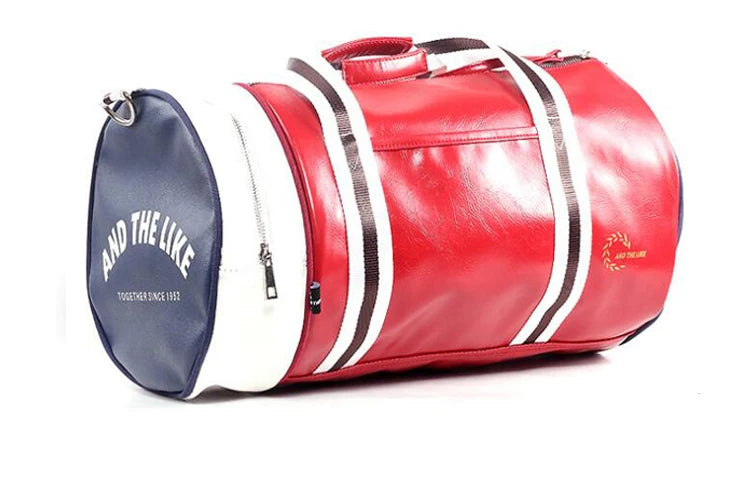 Premium PU Leather Sports Gym Bag with Shoe Compartment - 20-35L Travel Duffel