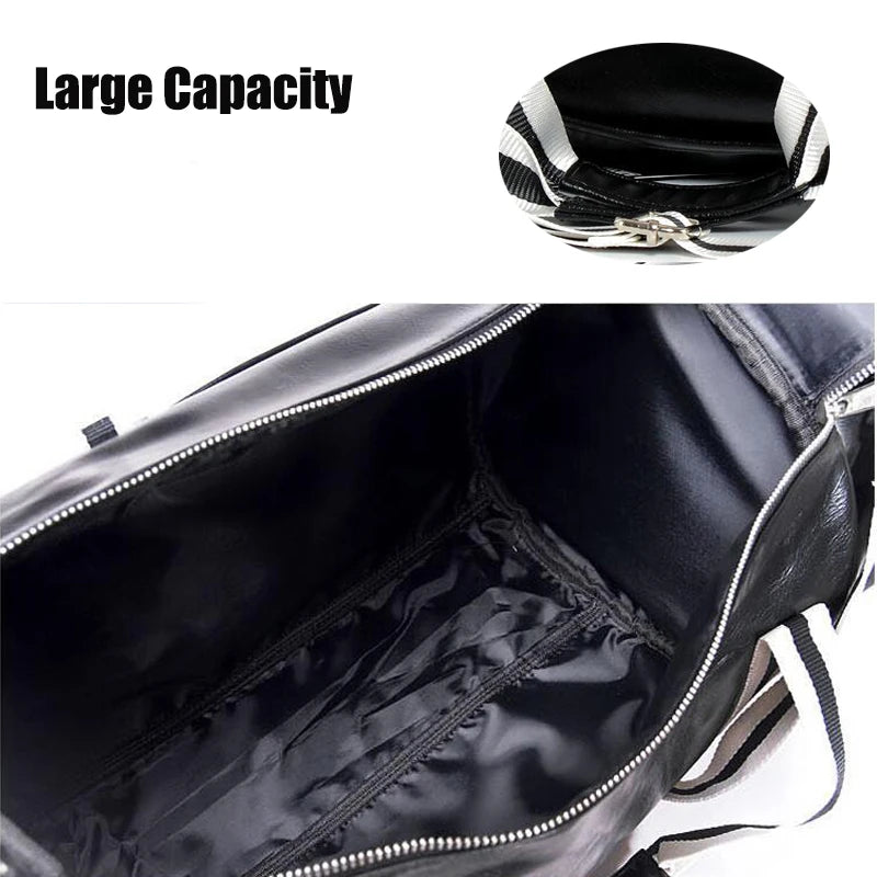 Premium PU Leather Sports Gym Bag with Shoe Compartment - 20-35L Travel Duffel