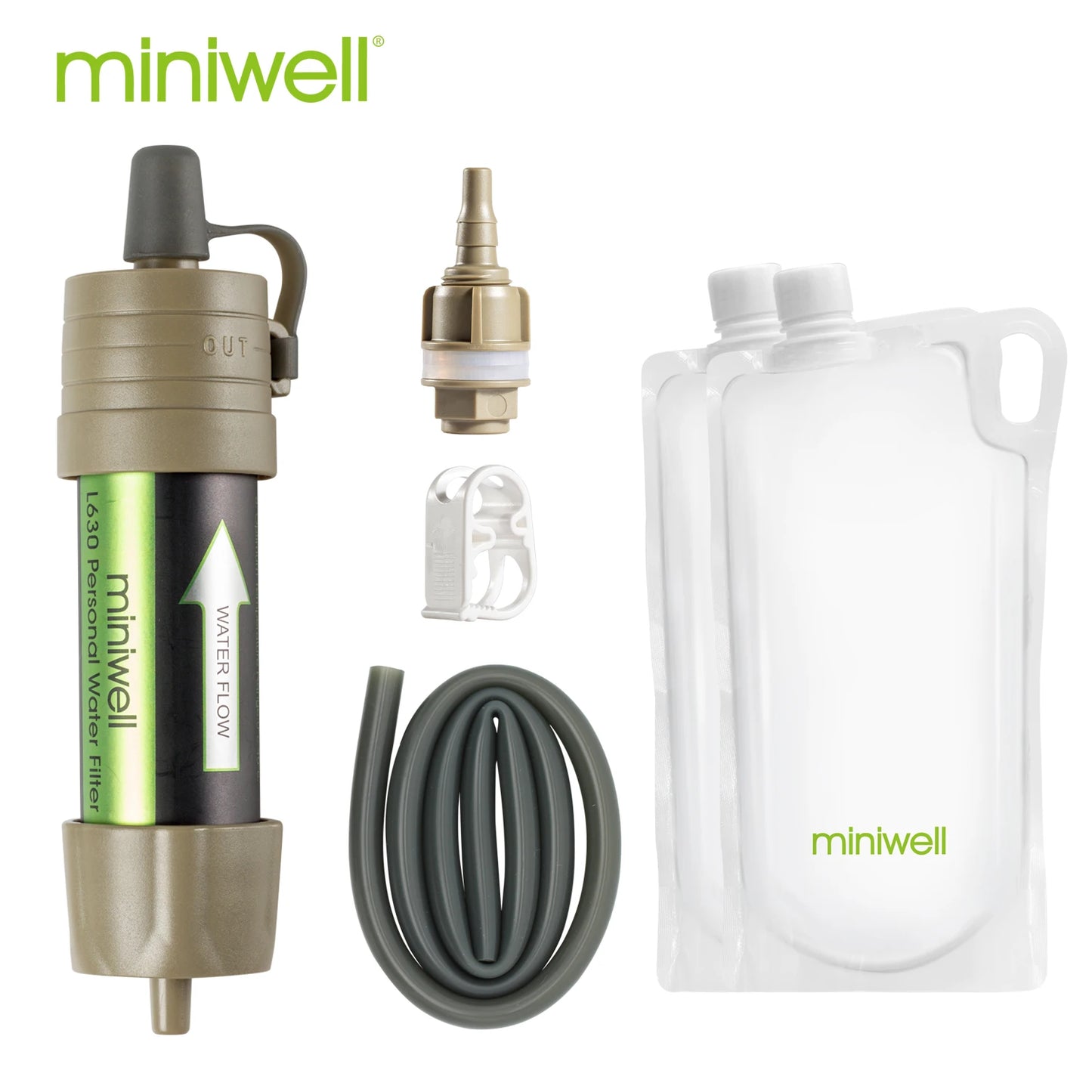 Miniwell L630 Portable Water Filter Straw - Emergency Survival Purification System for Camping & Outdoor Adventures