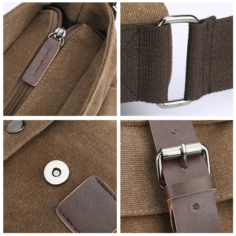 Men's Vintage Canvas Messenger Bag - Professional Crossbody Briefcase