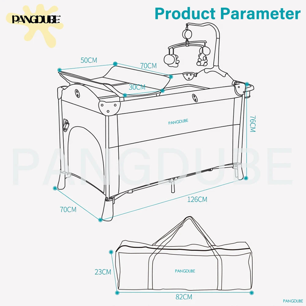 PANGDUBE 4-in-1 Convertible Baby Crib with Rocker and Changing Table