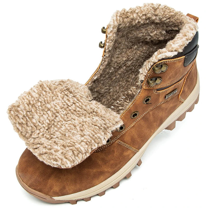 Men's Waterproof Winter Snow Boots - Plush Lined Ankle Boots