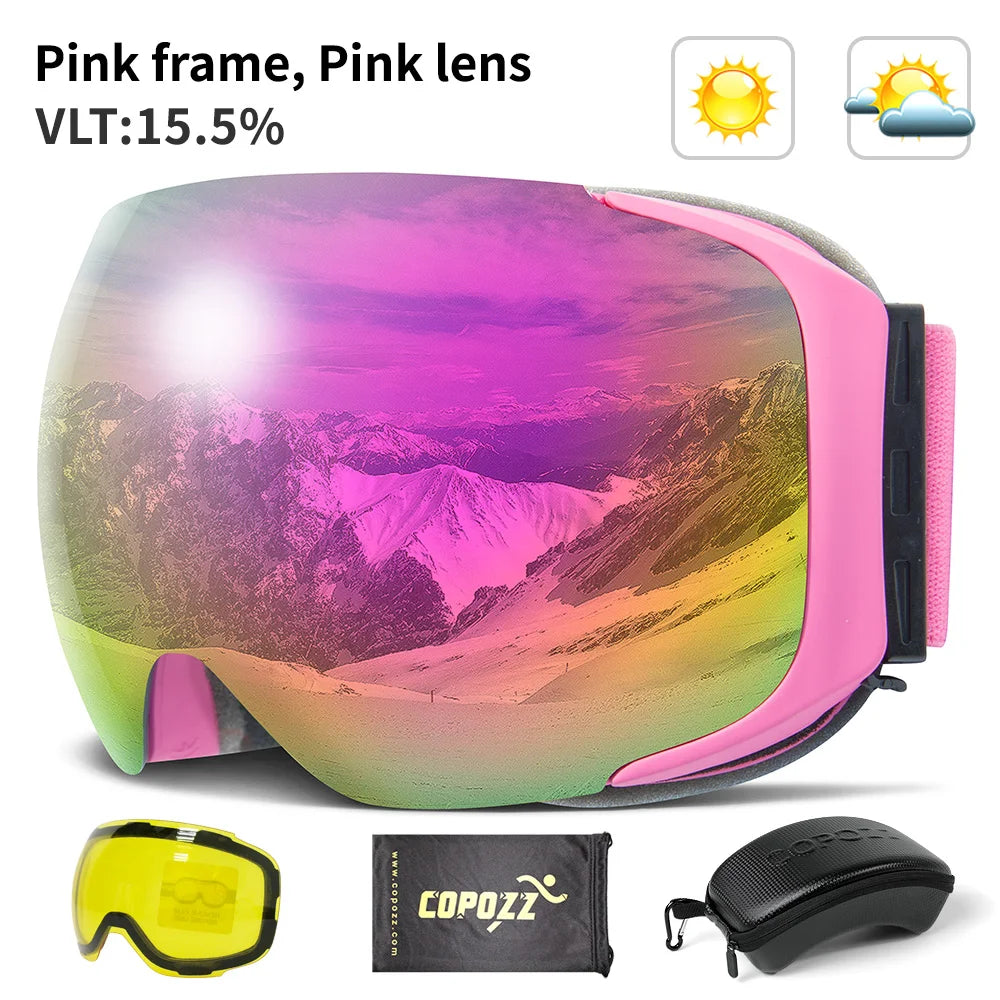 COPOZZ Magnetic Ski Goggles - UV400 Protection with Quick-Change Lens System