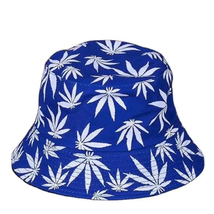 Unisex Cotton Bucket Hat - Maple Leaf Print Fisherman Cap for Outdoor & Beach