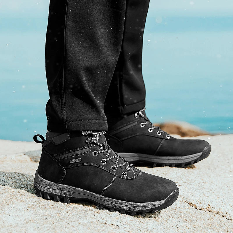 Men's Waterproof Winter Snow Boots - Plush Lined Ankle Boots