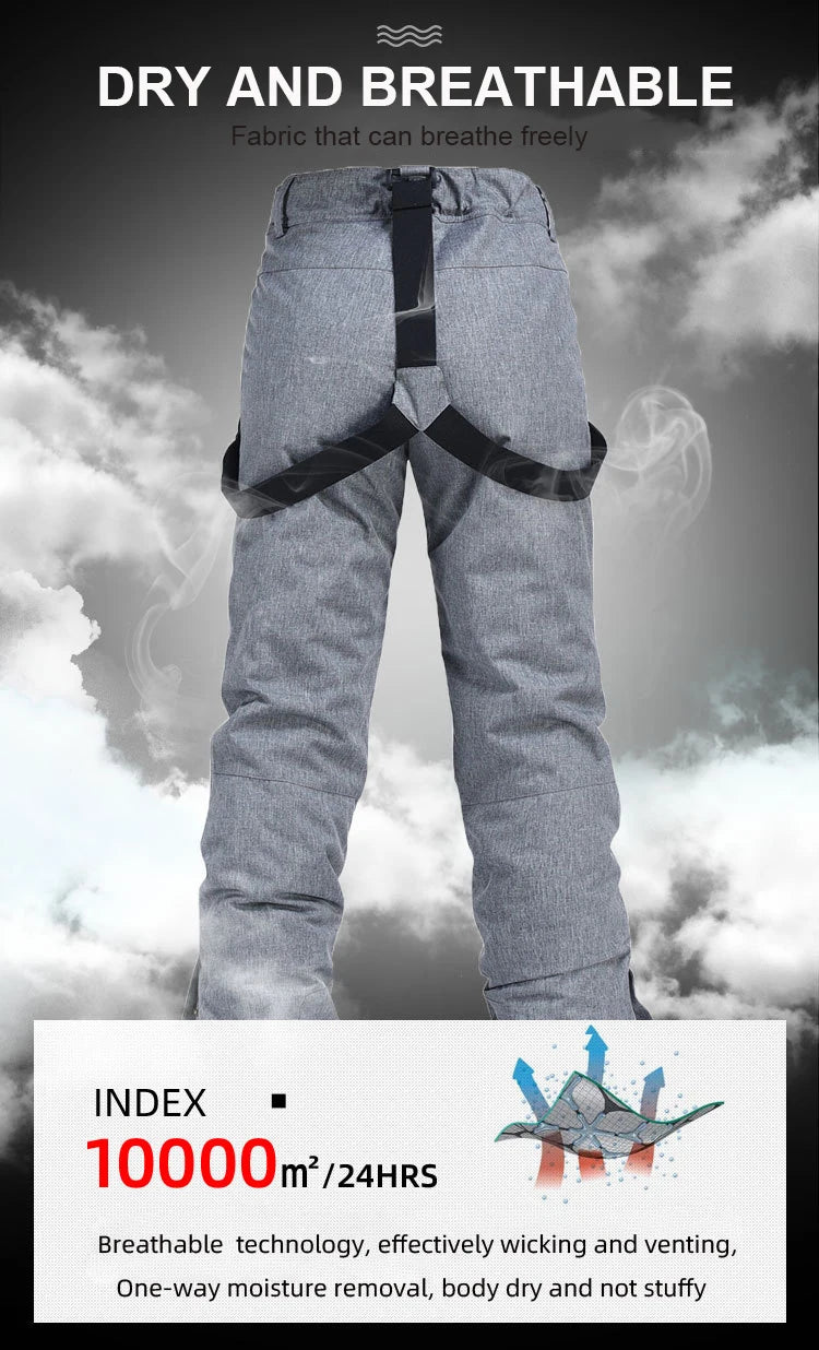 Premium Winter Ski Pants - Windproof Waterproof Suspender Snow Trousers