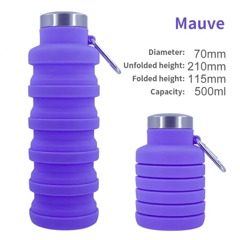 Collapsible Silicone Water Bottle - BPA Free Portable Hiking Cup