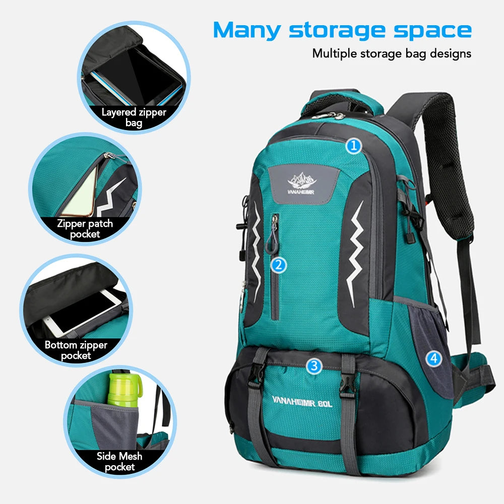 60L Water-Resistant Hiking Backpack - Professional Outdoor Camping Pack
