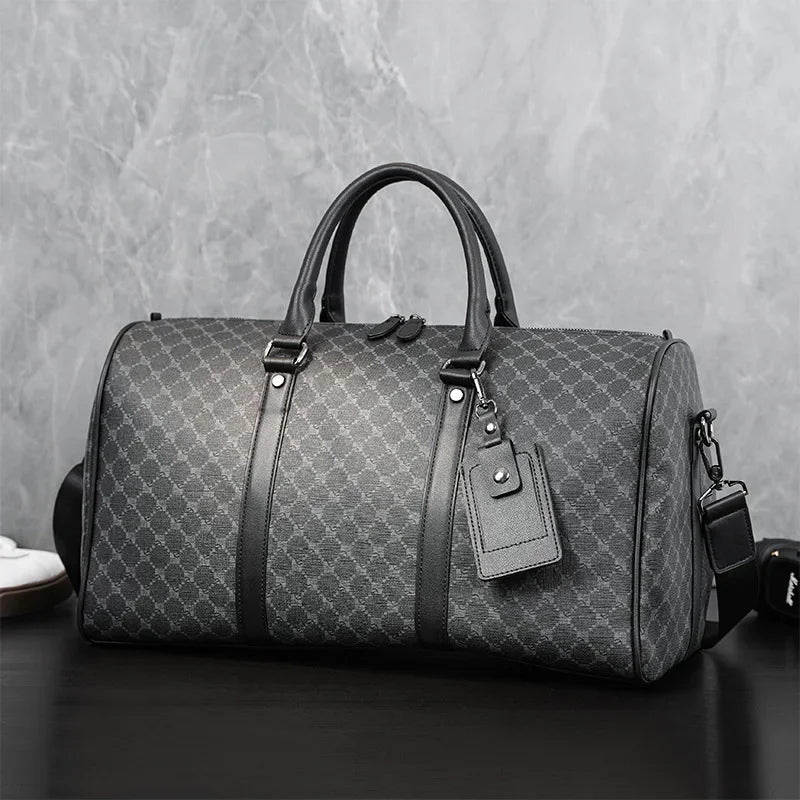Premium Leather Travel Tote Bag - Business & Fitness Duffel