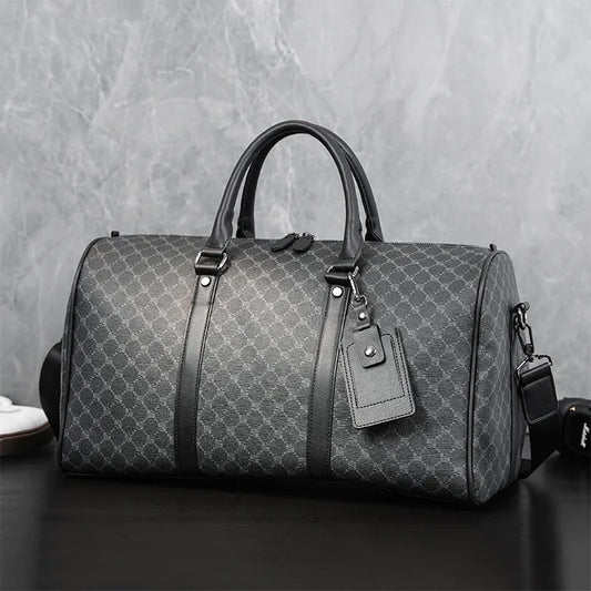 Premium Leather Travel Tote Bag - Business & Fitness Duffel