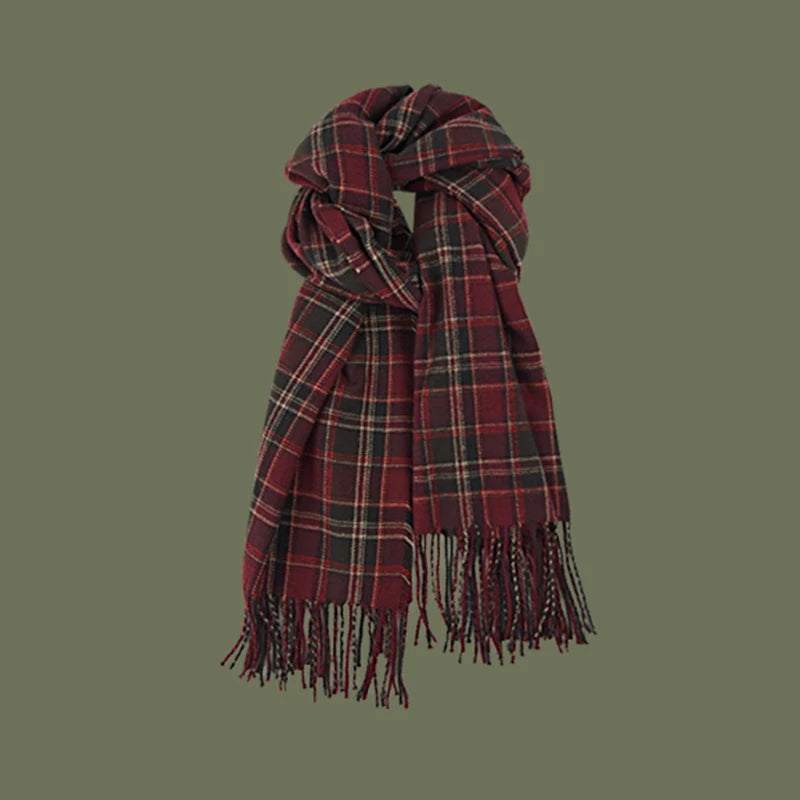 Women's Plaid Cashmere Scarf - Winter Wrap Shawl