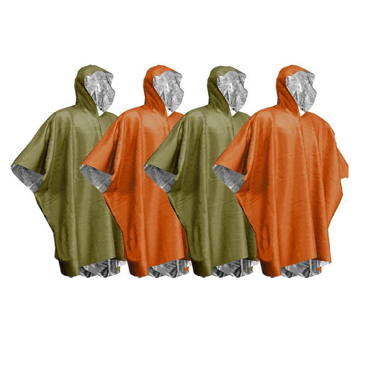 Emergency Waterproof Aluminum Film Poncho - Disposable Raincoat & Thermal Blanket for Camping & Survival