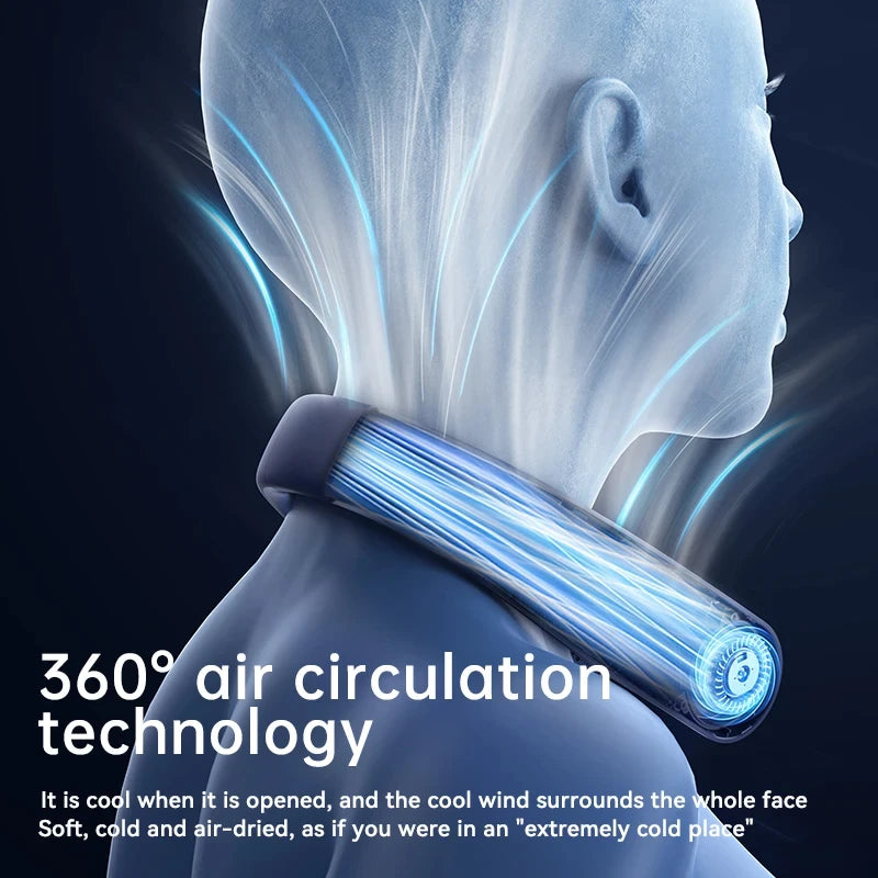 Portable Bladeless Neck Fan with 10000mAh Battery - USB Rechargeable Wearable Air Cooler