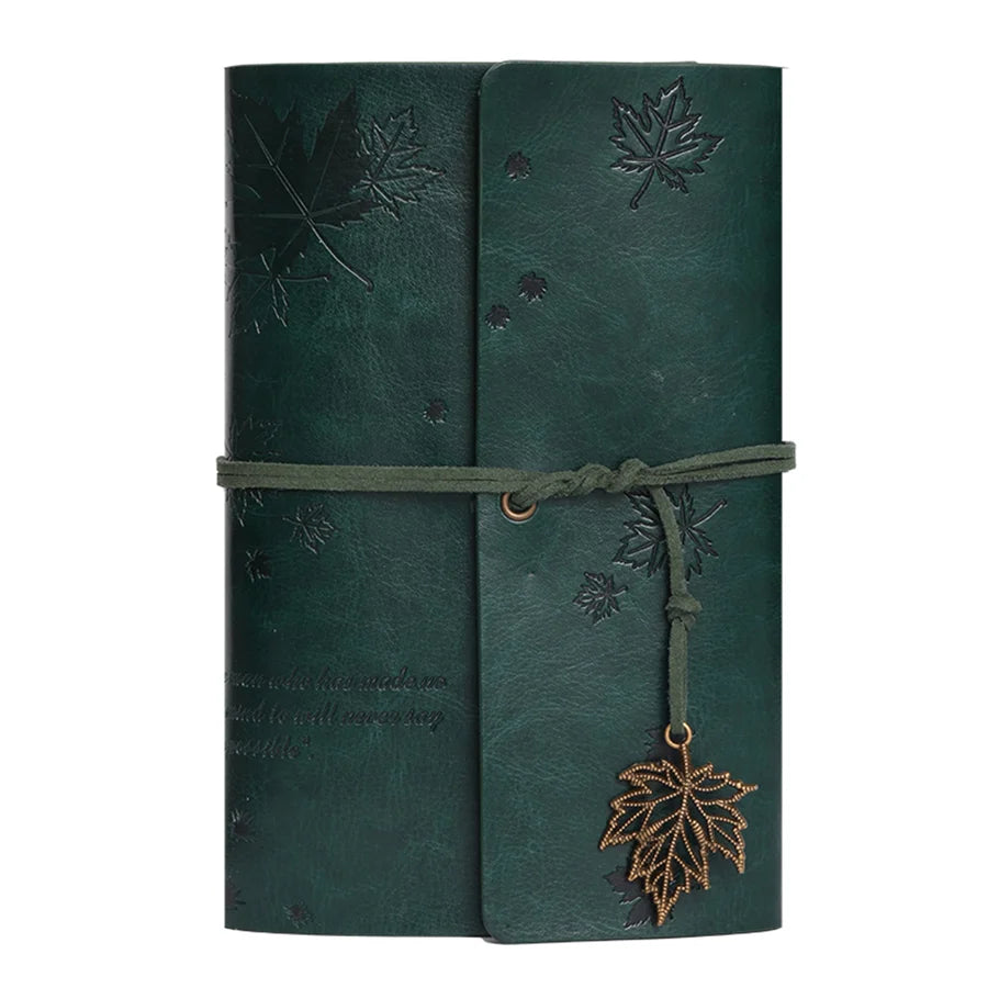 Vintage Leather Travel Journal - Spiral Ring Diary with Kraft Paper