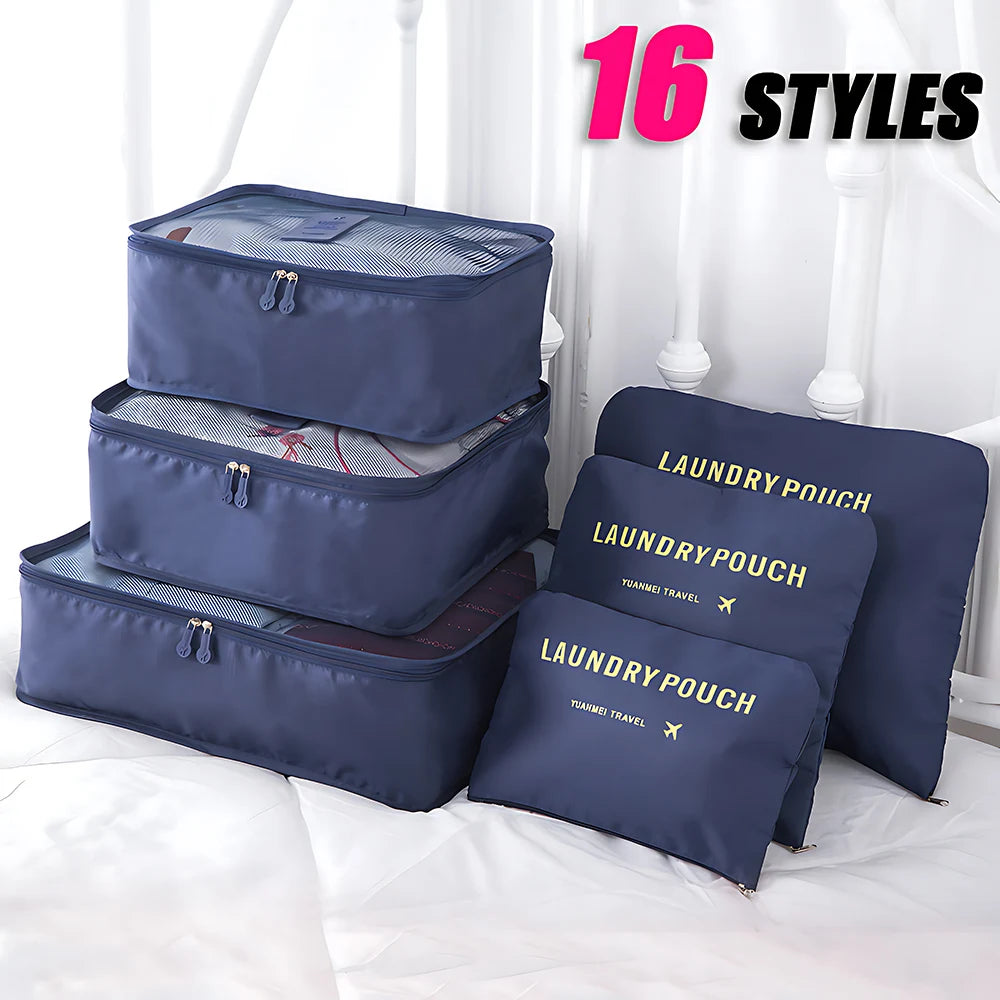 6-Piece Travel Organizer Set - Large Capacity Luggage Storage Bags