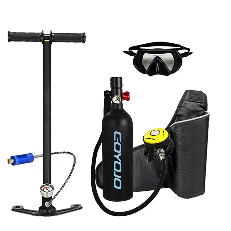 GOYOJO 1L Scuba Diving Oxygen Tank with Breathing Valve - Portable Underwater Breathing System
