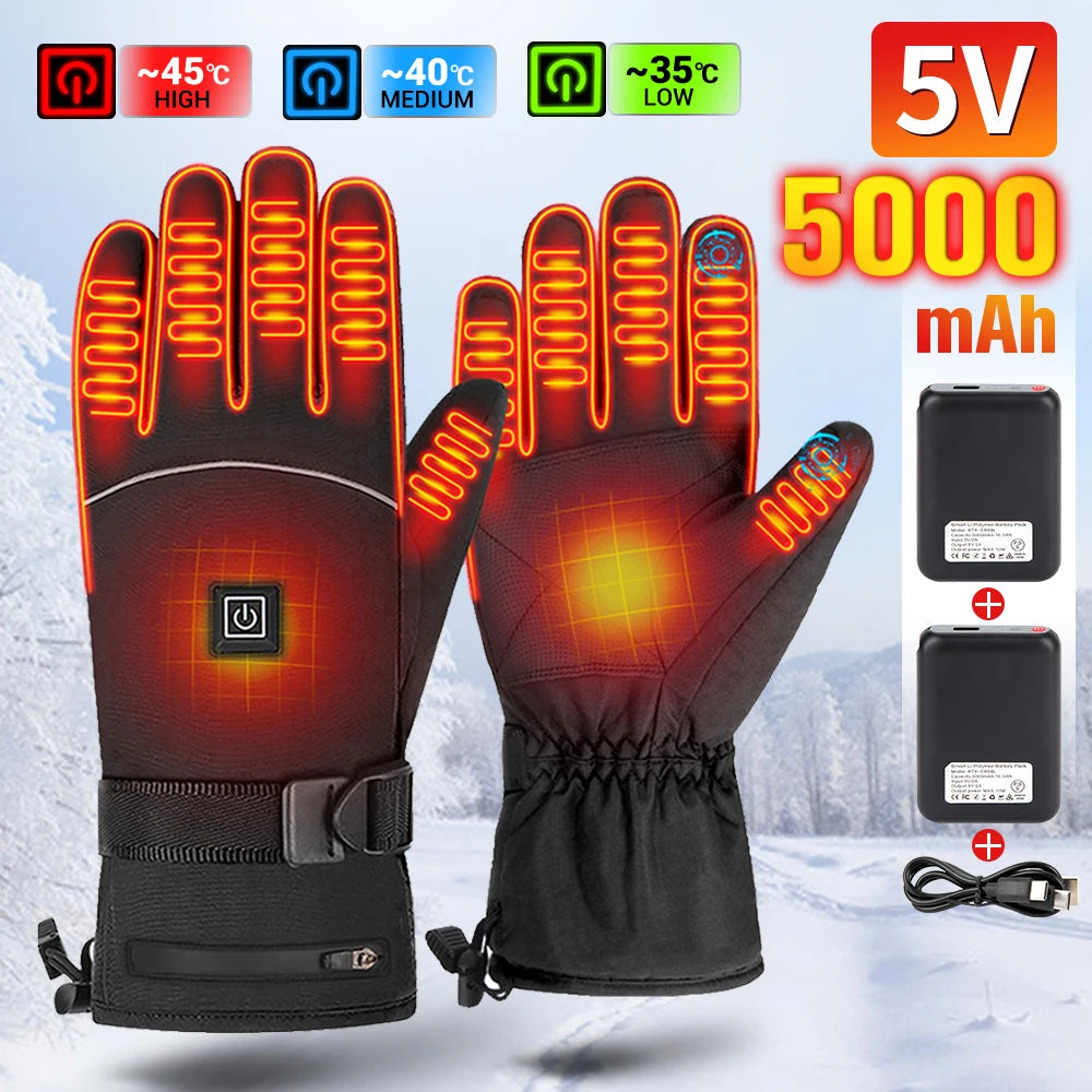 DUHAN Rechargeable Heated Gloves - Waterproof Winter Thermal Gloves with Touch Screen