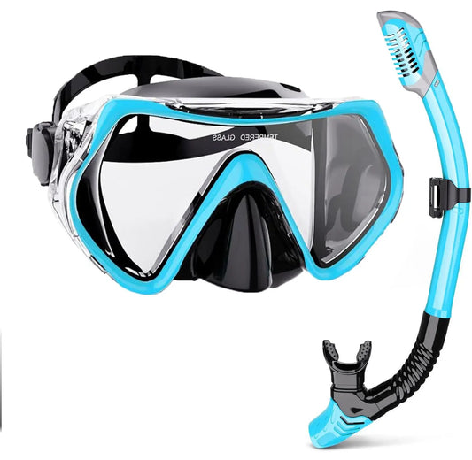 QYQ Professional Scuba Diving Mask & Snorkel Set - Anti-Fog Silicone Skirt Goggles