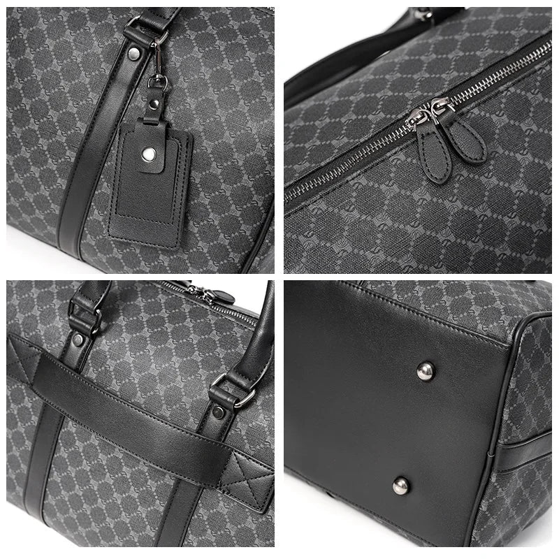 Premium Leather Travel Tote Bag - Business & Fitness Duffel