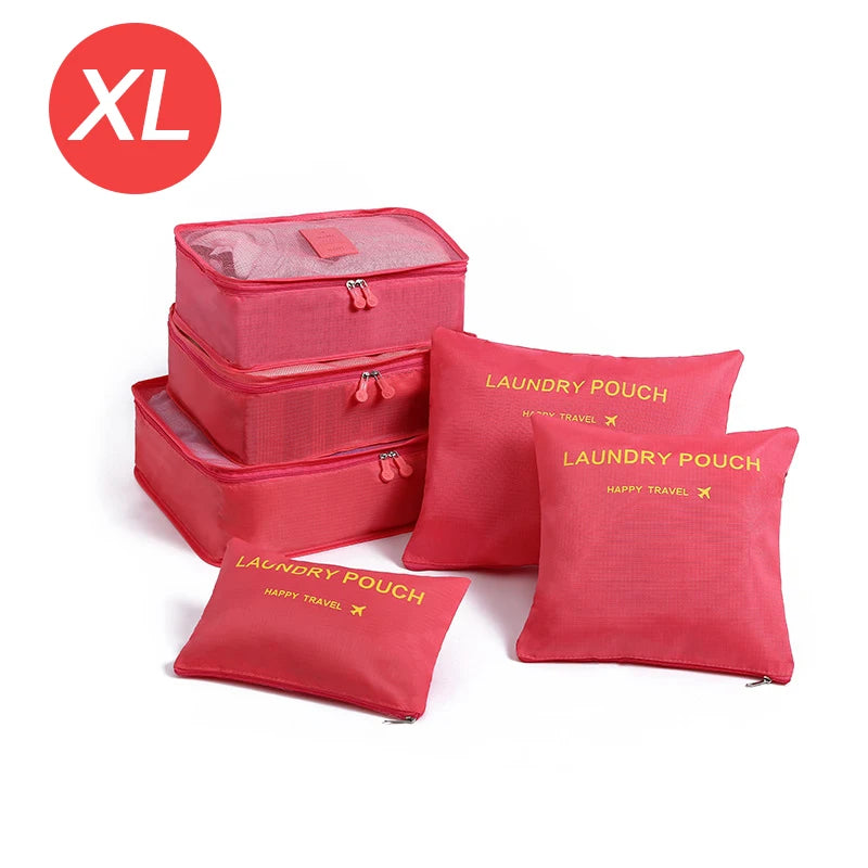 6-Piece Travel Organizer Set - Large Capacity Luggage Storage Bags