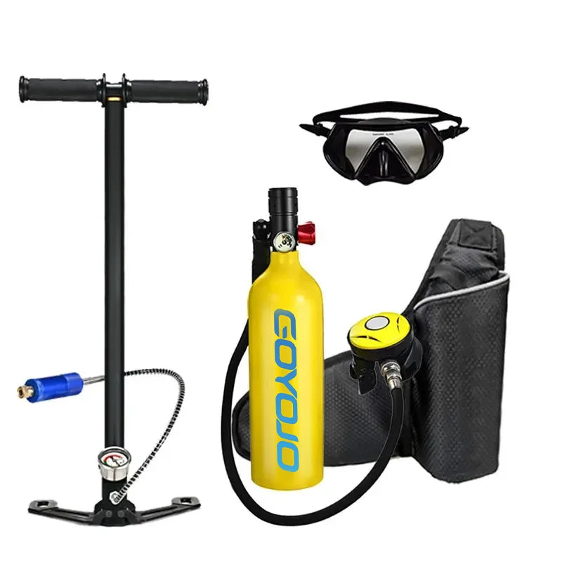 GOYOJO 1L Scuba Diving Oxygen Tank with Breathing Valve - Portable Underwater Breathing System