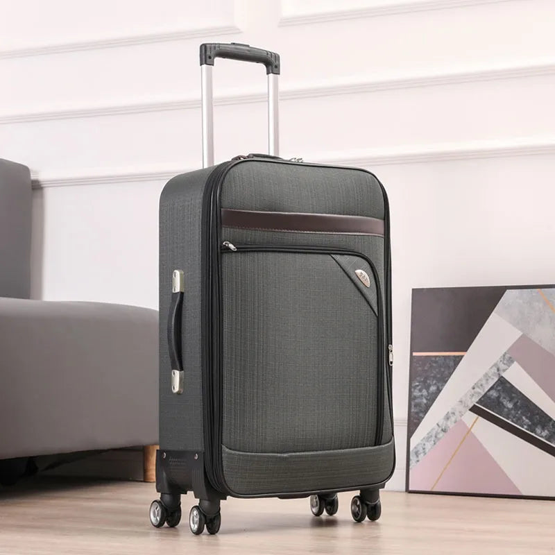 Premium Oxford Canvas Rolling Luggage - 20/24 Inch Waterproof Travel Suitcase