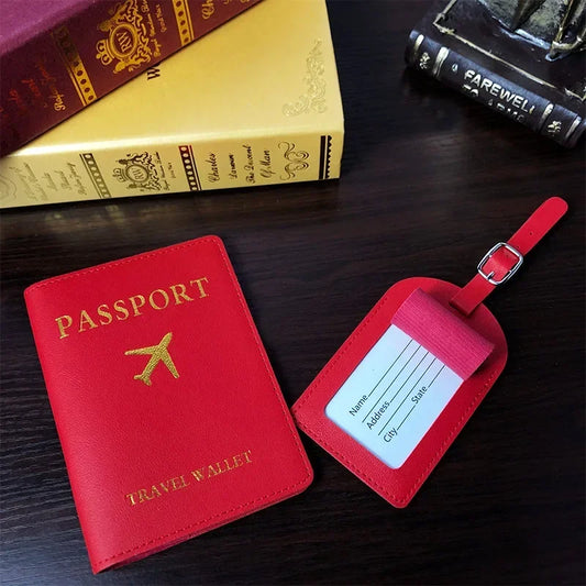 Premium PU Leather Luggage Tag - Durable Travel ID Holder for Suitcases & Bags