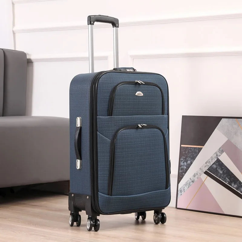 Premium Oxford Canvas Rolling Luggage - 20/24 Inch Waterproof Travel Suitcase