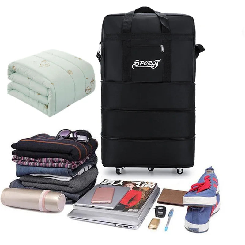 Expandable Rolling Luggage - Lightweight Foldable Trolley Suitcase