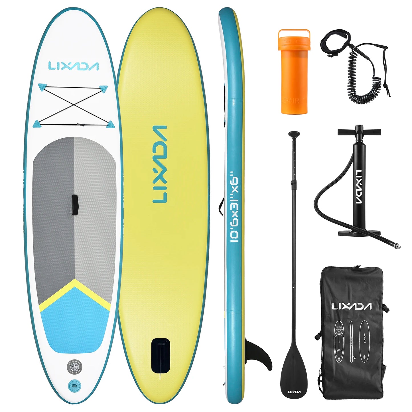 LinDo Inflatable Stand Up Paddle Board - Complete SUP Set with Paddle, Fin & Pump