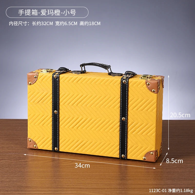 Vintage Leather Trunk Suitcase - Premium Travel Luggage