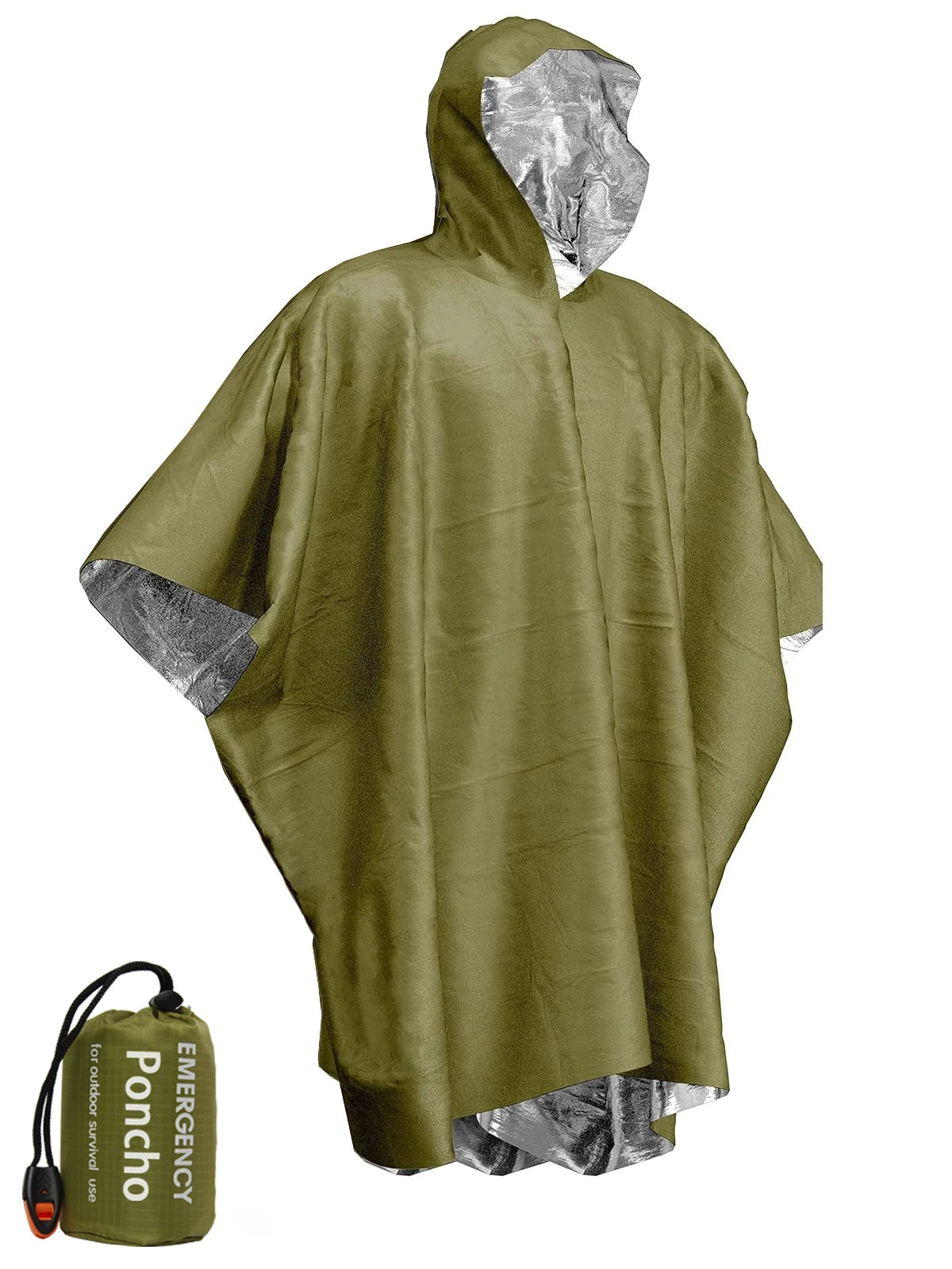 Emergency Waterproof Aluminum Film Poncho - Disposable Raincoat & Thermal Blanket for Camping & Survival