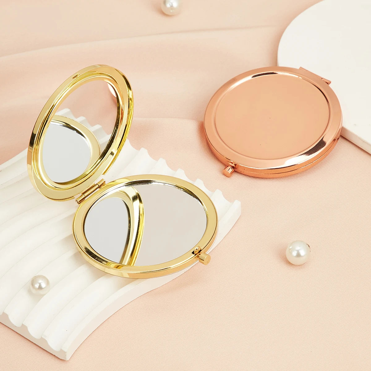 Compact Double-Sided Folding Makeup Mirror - Travel Size