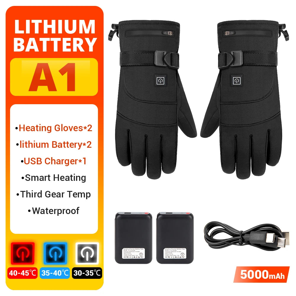 DUHAN Rechargeable Heated Gloves - Waterproof Winter Thermal Gloves with Touch Screen