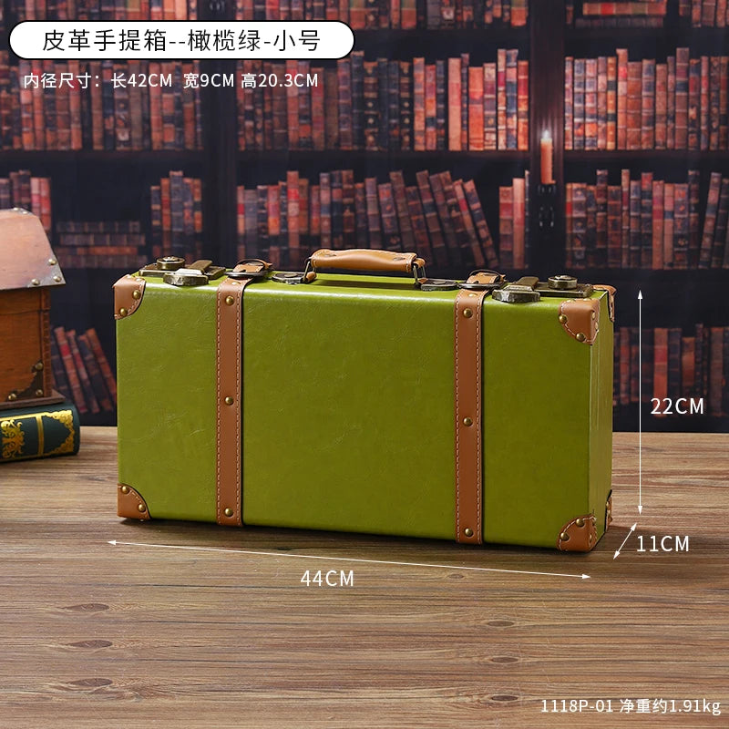 Vintage Leather Trunk Suitcase - Premium Travel Luggage