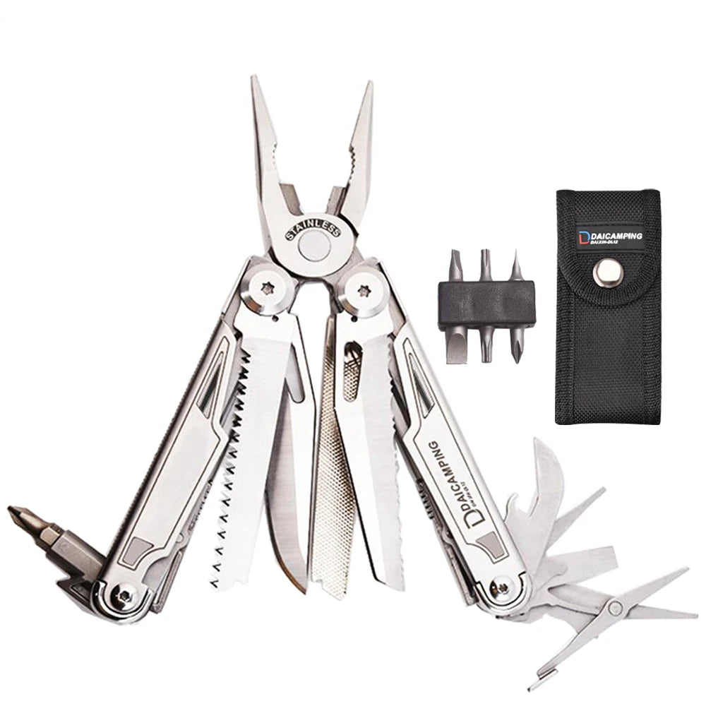 Daicamping Multi-Tool Plier - Stainless Steel Folding Knife with Saw & Scissors