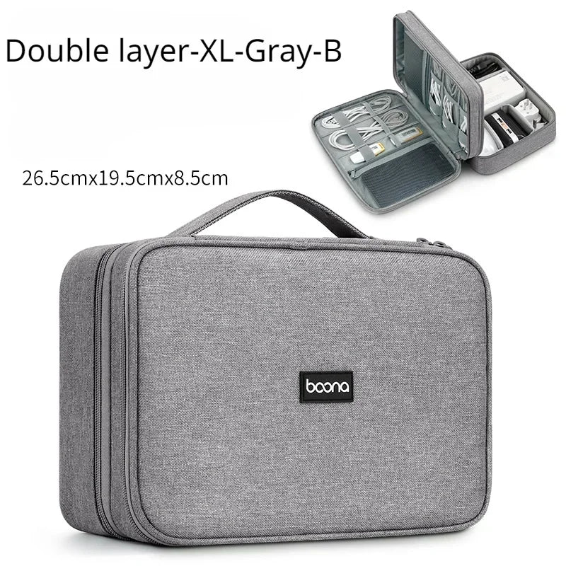 Premium Travel Cable Organizer Bag - Large Capacity Storage for USB Cables, Chargers & Electronics
