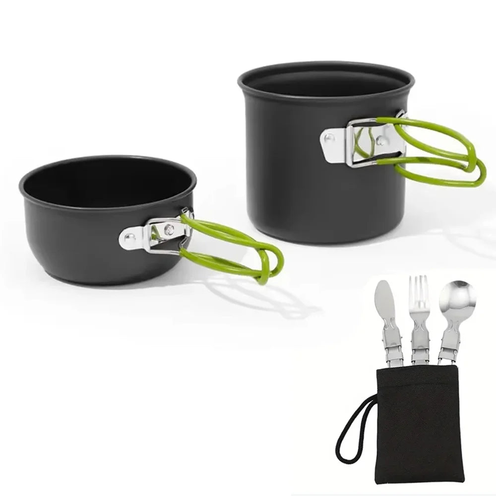 LISM Portable Camping Cookware Set - Lightweight Aluminum Outdoor Cooking Pot for Hiking, Backpacking & Picnics (1-2 Person)