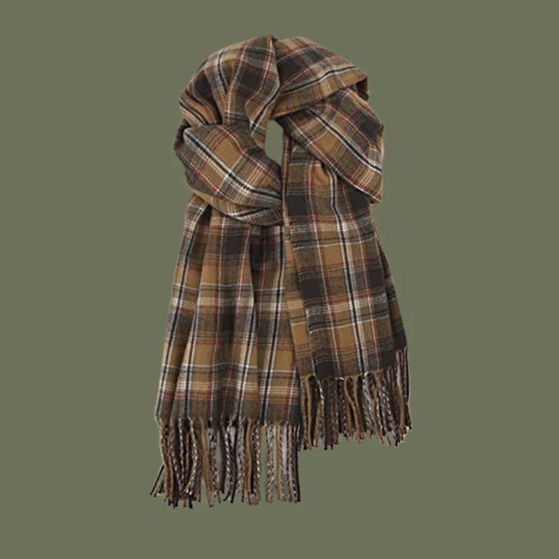 Women's Plaid Cashmere Scarf - Winter Wrap Shawl