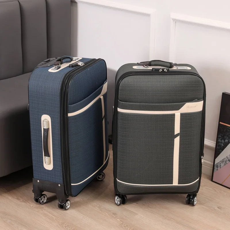 Premium Oxford Canvas Rolling Luggage - 20/24 Inch Waterproof Travel Suitcase