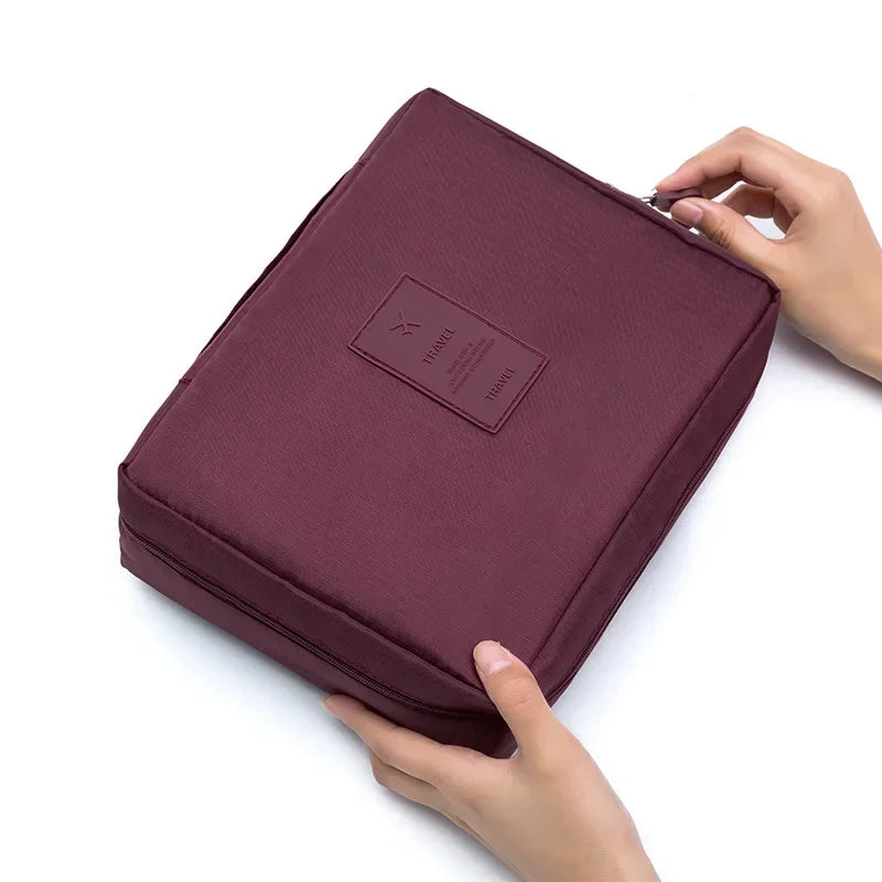 Waterproof Travel Cosmetic Organizer Bag - High Capacity Makeup Storage Case