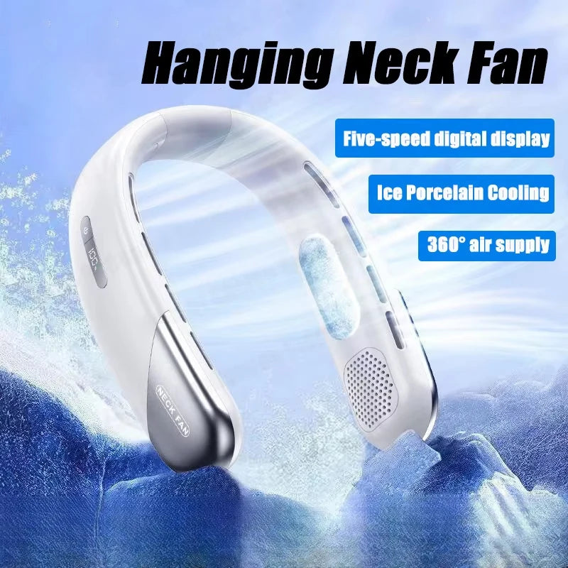 Portable Bladeless Neck Fan with 10000mAh Battery - USB Rechargeable Wearable Air Cooler