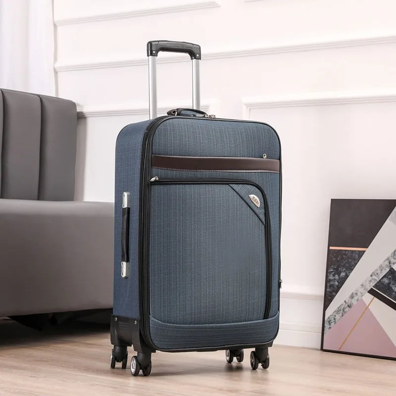 Premium Oxford Canvas Rolling Luggage - 20/24 Inch Waterproof Travel Suitcase