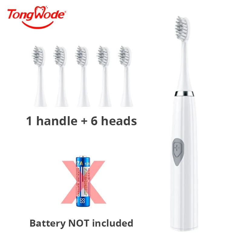 Electric Toothbrush for Adults - Soft Bristle, IPX6 Waterproof, Battery Powered
