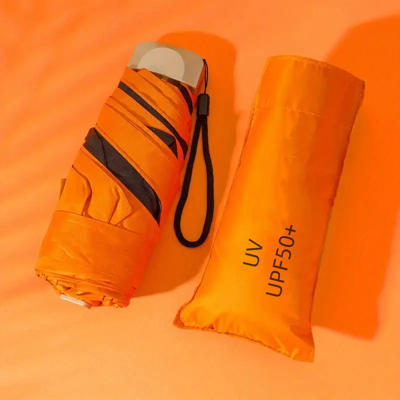 Compact 5-Fold UV Protection Travel Umbrella - Mini Pocket Sun & Rain Parasol