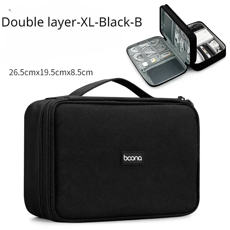 Premium Travel Cable Organizer Bag - Large Capacity Storage for USB Cables, Chargers & Electronics