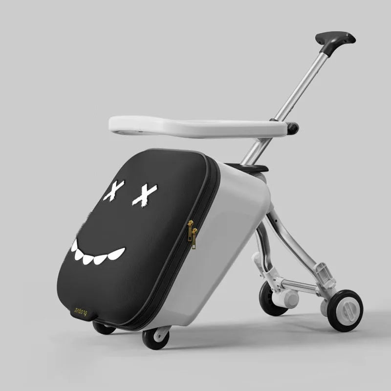 Children's Ride-On Luggage with Brake Wheels - 39.8L Foldable Travel Suitcase