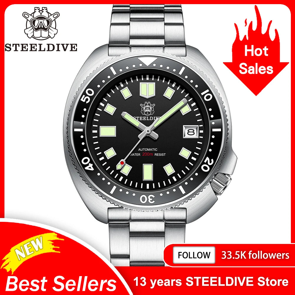 Steeldive SD1970 Professional Dive Watch - 200M Water Resistant with NH35 Movement
